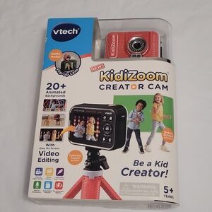 NIB VTech KidiZoom Creator Cam Red Kids HD Video Camera  Tripod & Green Screen